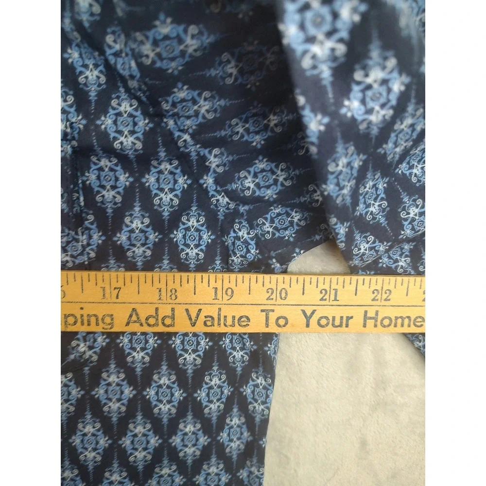 Rock & Roll Denim Kids XL‎ Blue Geometric Print Long Sleeve Western Shirt